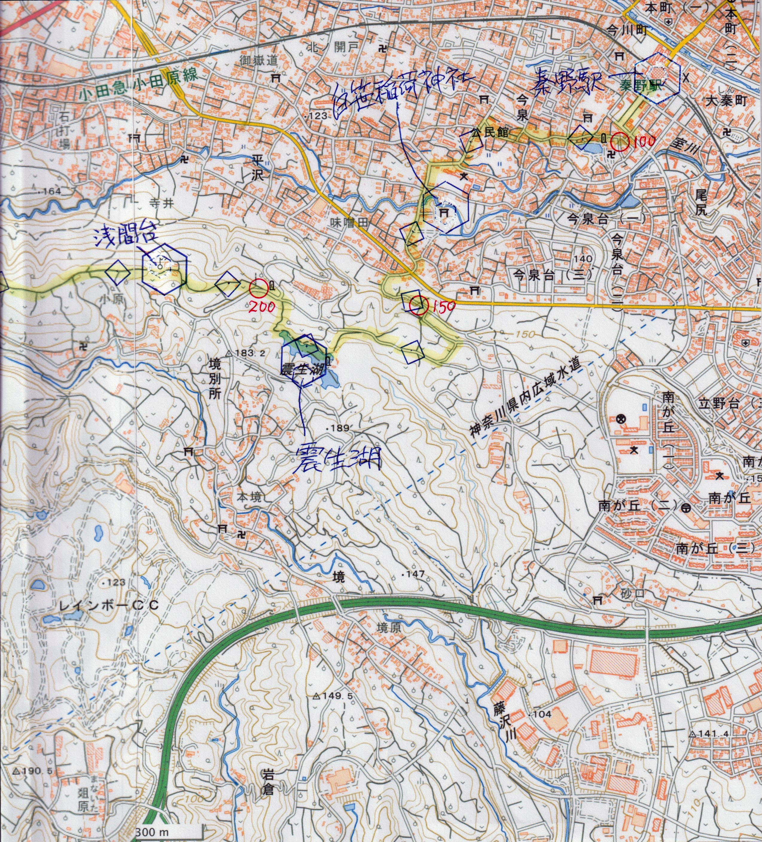 渋沢丘陵地図、map