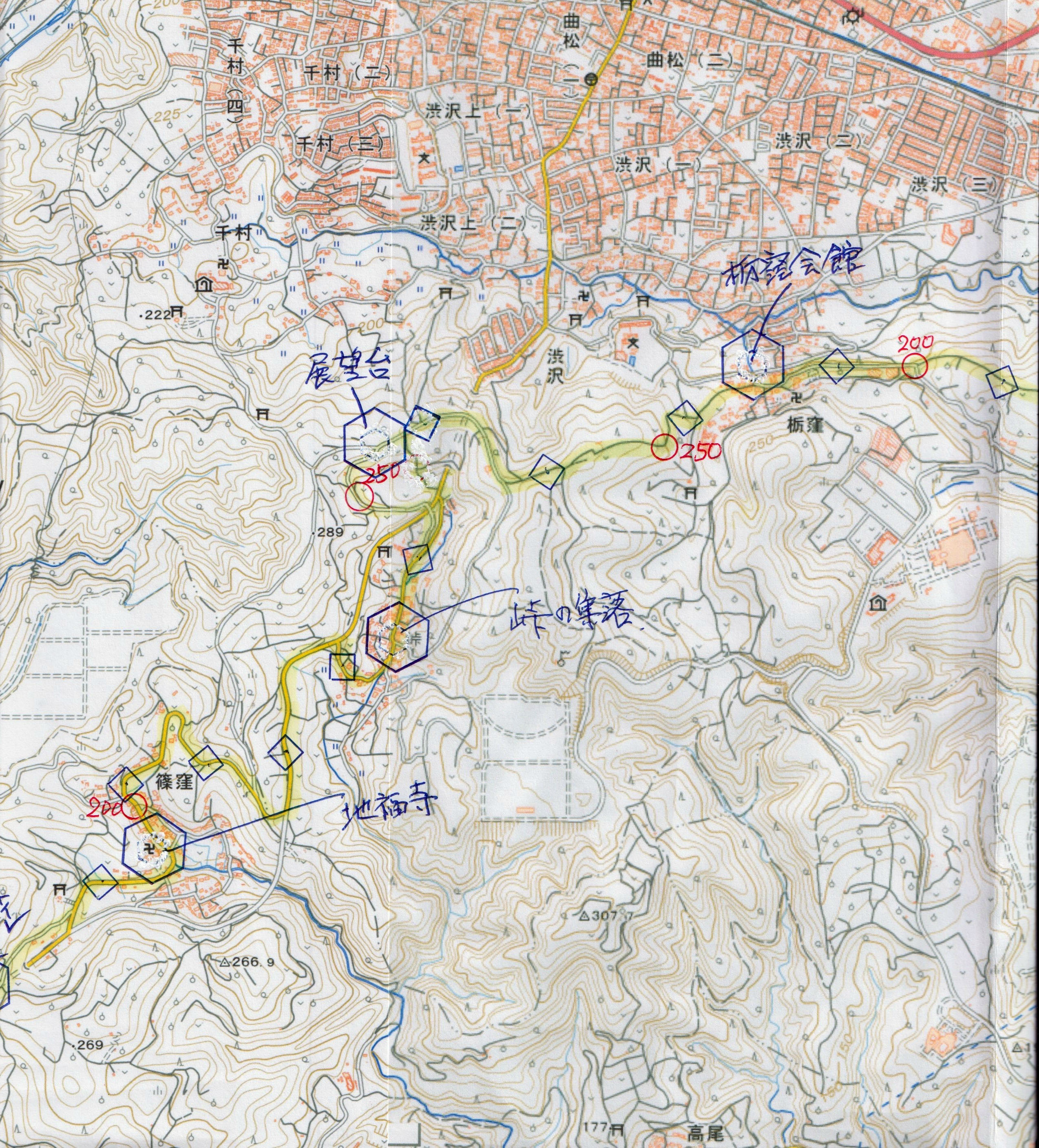 渋沢丘陵地図、map