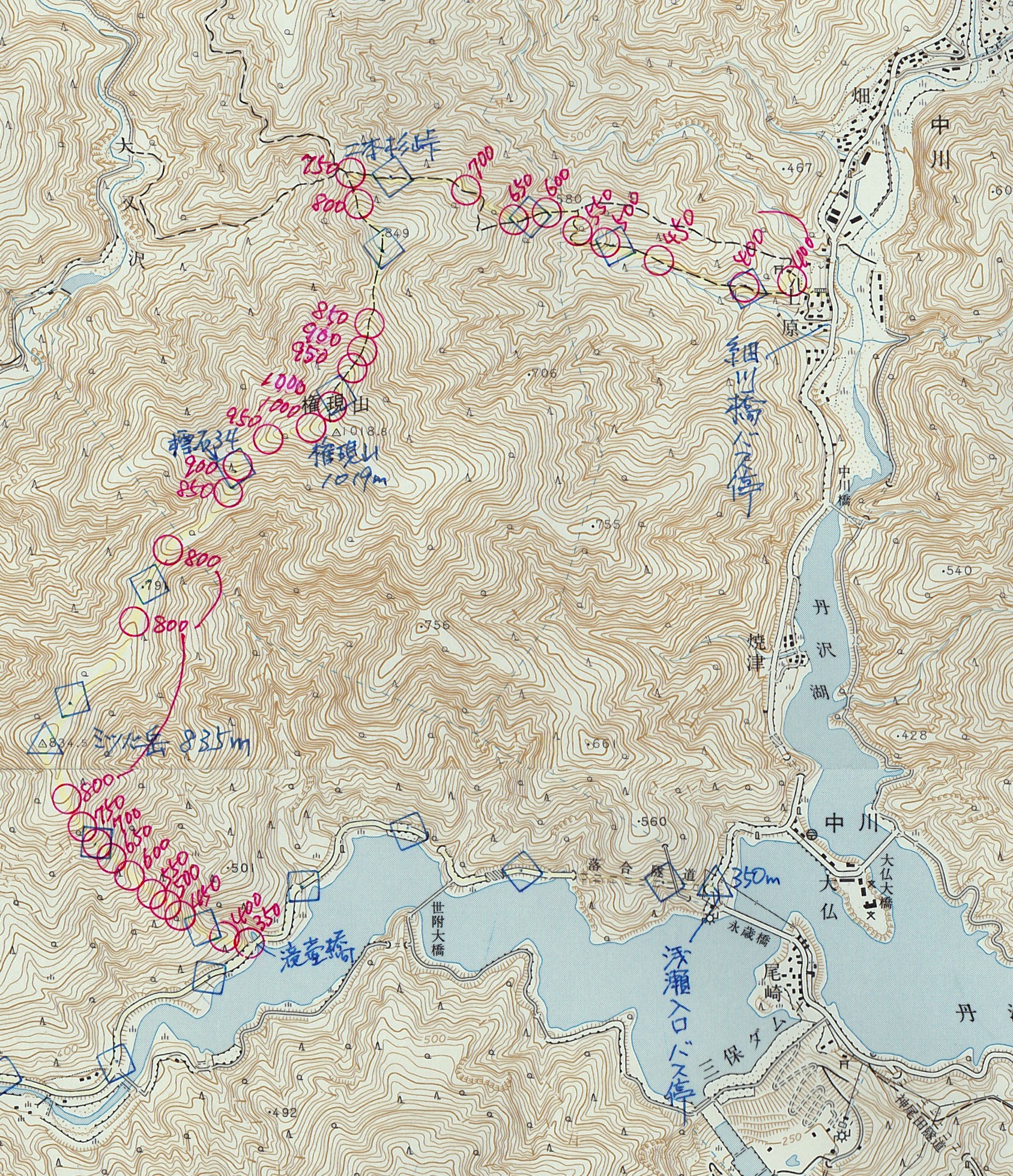 陣馬山地図、map