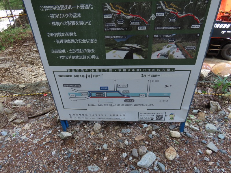 蝶ヶ岳、上高地右岸歩道